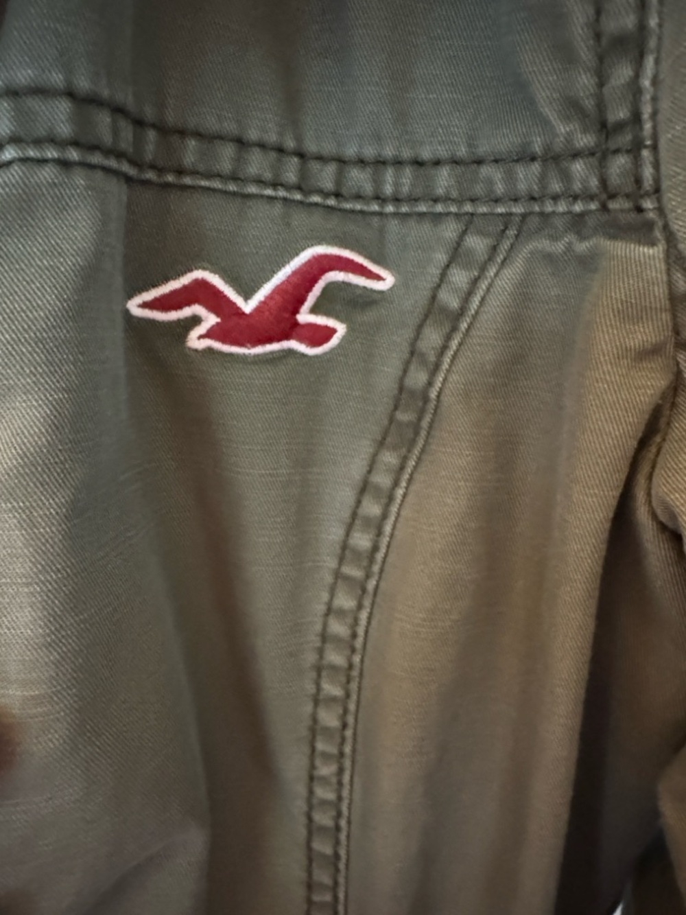 Hollister Olive Utility Jacket with Shearling Trim - Picture 6 of 6